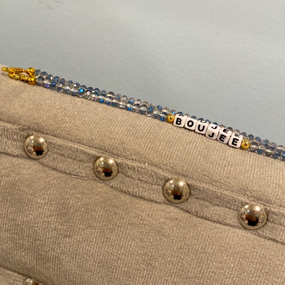 Little words project “boujee” blue face mask chain